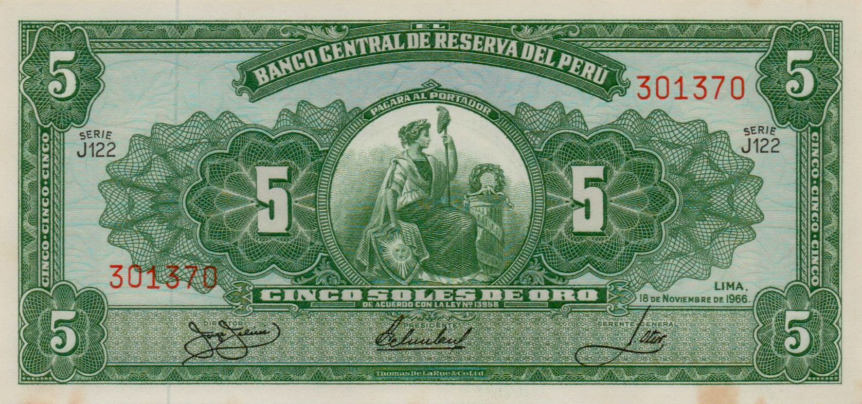 Peru 5 1966 UNC P-83/d